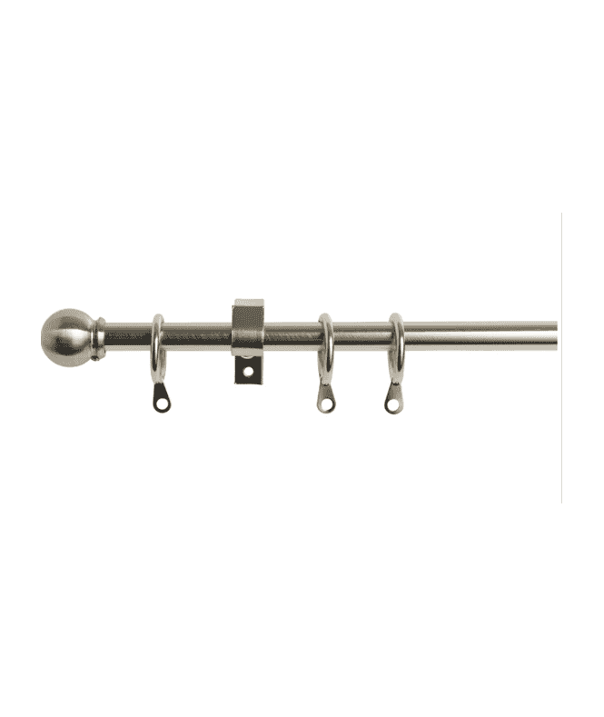 10 - 13mm Metal Ball Curtain Pole Set - Satin Silver