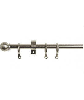10 - 13mm Metal Ball Curtain Pole Set - Satin Silver