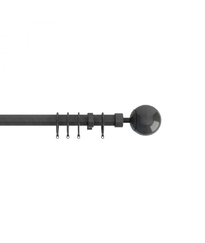 22-25mm Finesse Ball End Metal Curtain Pole Set - Gun Metal Grey