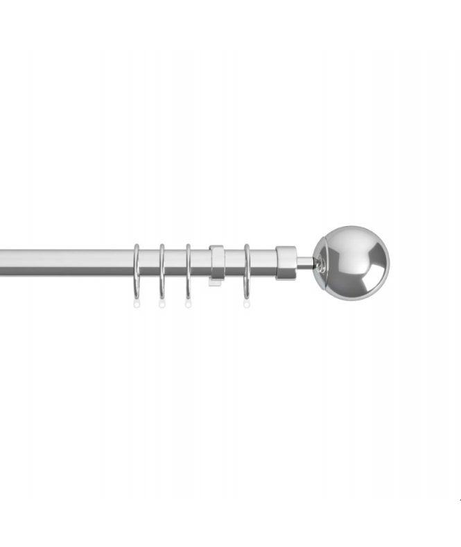 22-25mm Finesse Ball End Metal Curtain Pole Set - Satin Silver