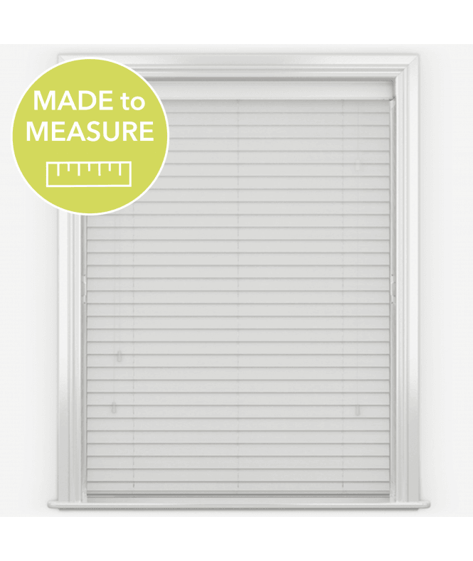 Faux Wood Impressions Embossed Ice White Venetian Blinds With Strings