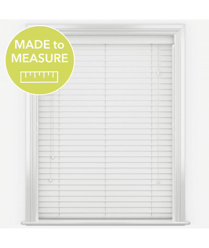 Faux Wood Impressions Ice White Venetian Blinds With Strings