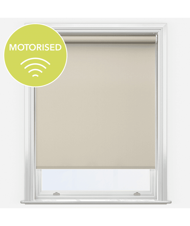 Linen Motorised Thermal Blackout Roller Blinds (160cm Length)