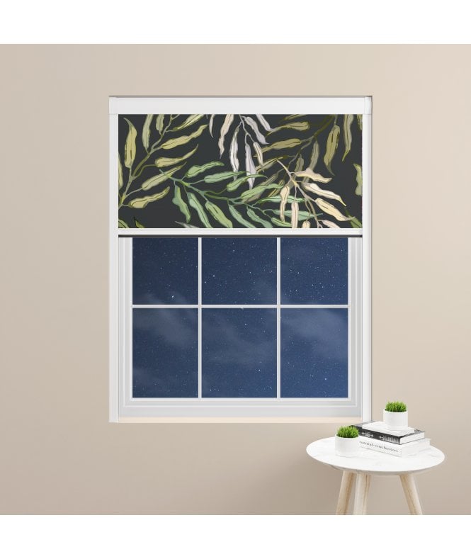 BlocOut™ Made to Measure  100% Blackout Blind in Large Palms Dark