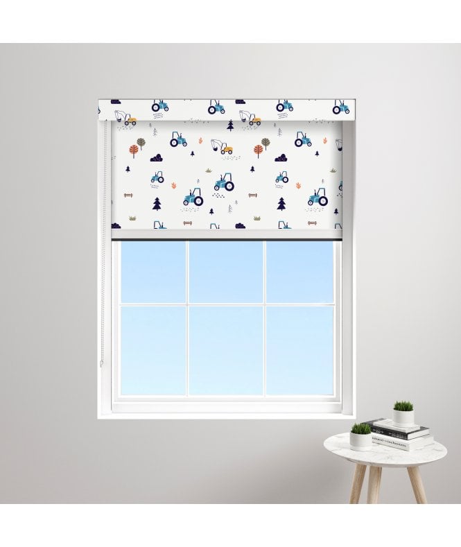 BlocOut™ Made to Measure XL 100% Blackout Blind in Blue Tractor