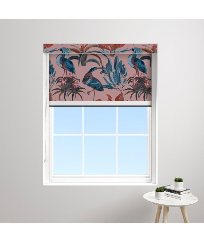 BlocOut™ Made to Measure XL 100% Blackout Blind in Heron and Bromelia Pink