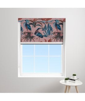 Made to Measure BlocOut™XL 100% Blackout Blind in Heron and Bromelia Pink