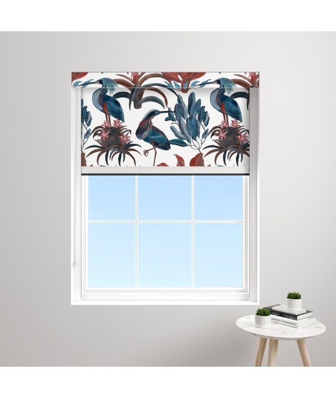 BlocOut™ Made to Measure XL 100% Blackout Blind in Heron and Bromelia White