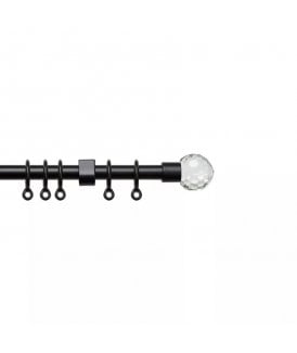 13 - 16mm Crystal Ball Metal Curtain Pole Set - Black