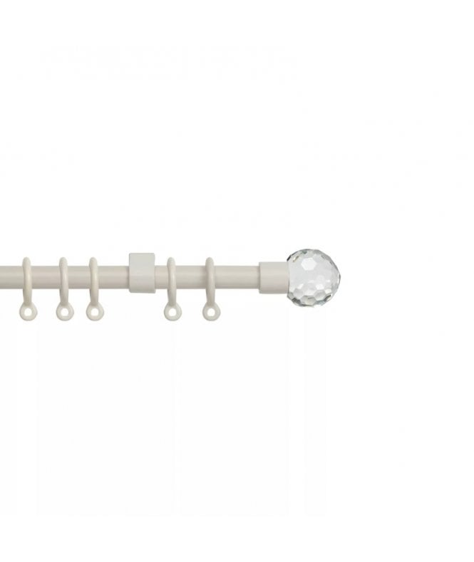 New Edge Blinds 13 - 16mm Crystal Ball Metal Curtain Pole Set - Cream