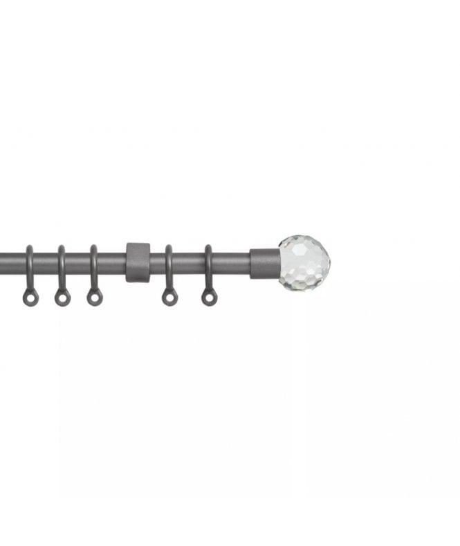 New Edge Blinds 13 - 16mm Crystal Ball Metal Curtain Pole Set - Silver