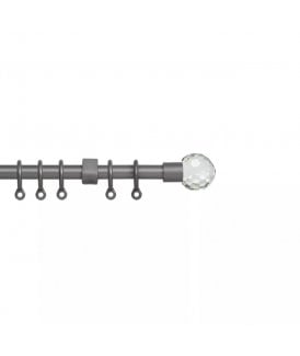 13 - 16mm Crystal Ball Metal Curtain Pole Set - Silver