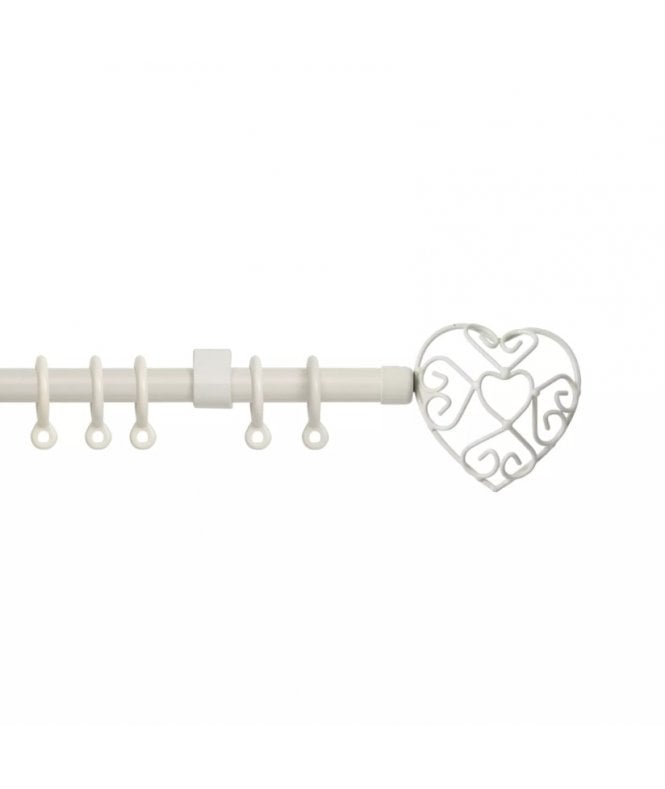 New Edge Blinds 13 - 16mm Heart End Metal Curtain Pole Set - Cream
