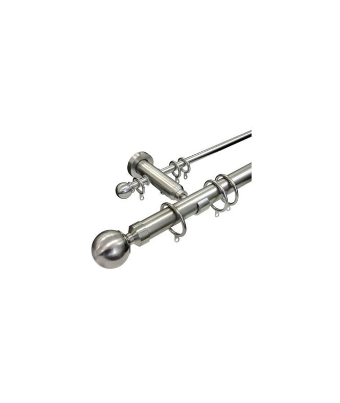 New Edge Blinds 13-28mm Diameter fixed length double curtain pole set - Satin Silver