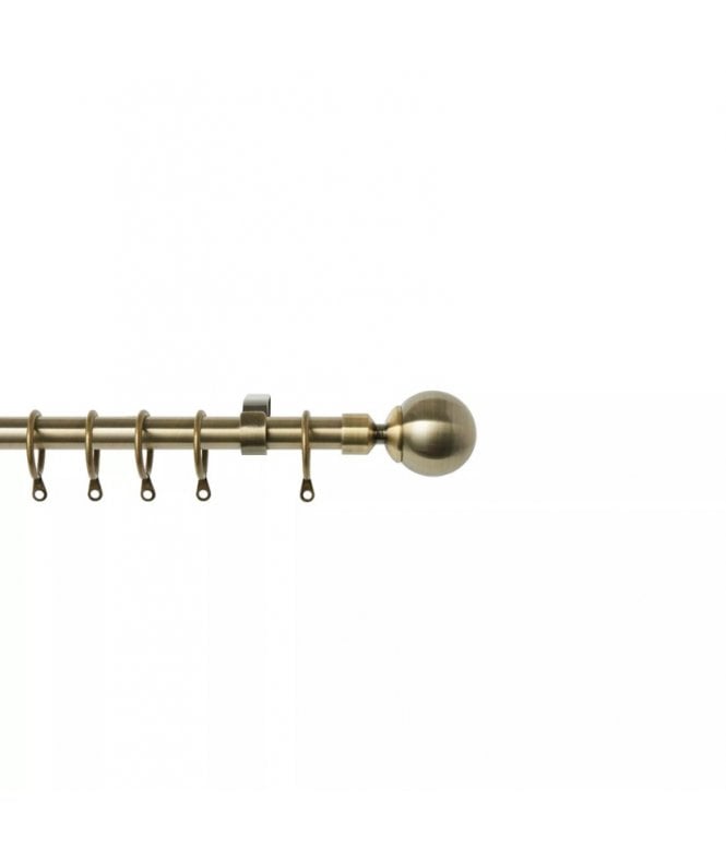 New Edge Blinds 16 - 19mm Ball Metal Curtain Pole Set - Antique Brass