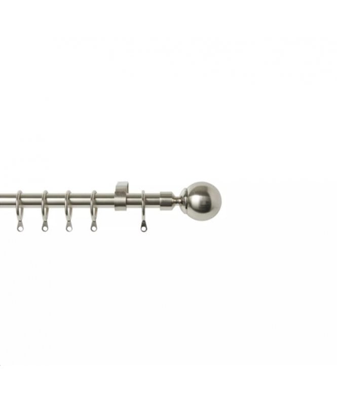 New Edge Blinds 16 - 19mm Ball Metal Curtain Pole Set - Satin Silver