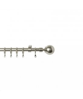 16 - 19mm Ball Metal Curtain Pole Set - Satin Silver