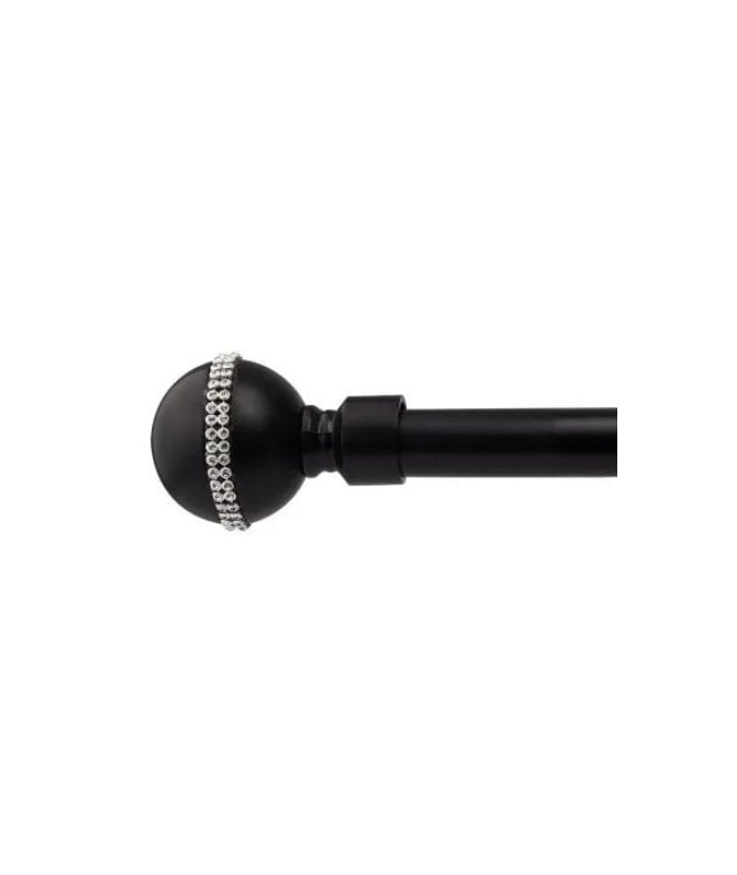 New Edge Blinds 16-19mm Bejeweled Extendable Eyelet Metal Curtain Pole Set Black