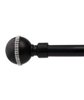 16-19mm Bejeweled Extendable Eyelet Metal Curtain Pole Set Black