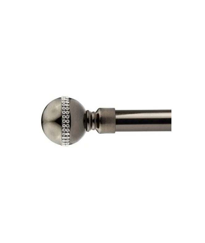 New Edge Blinds 16-19mm Bejeweled Extendable Eyelet Metal Curtain Pole Set Black Silk