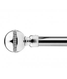 16-19mm Bejeweled Extendable Eyelet Metal Curtain Pole Set Chrome