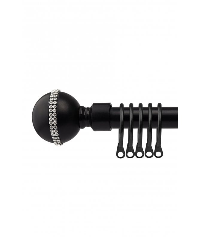 New Edge Blinds 16-19mm Bejeweled Extendable  Metal Curtain Pole Set Black