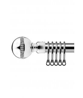 16-19mm Bejeweled Extendable  Metal Curtain Pole Set Chrome