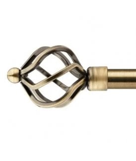 16-19mm Cage Extendable Eyelet Metal Curtain Pole Set Brass
