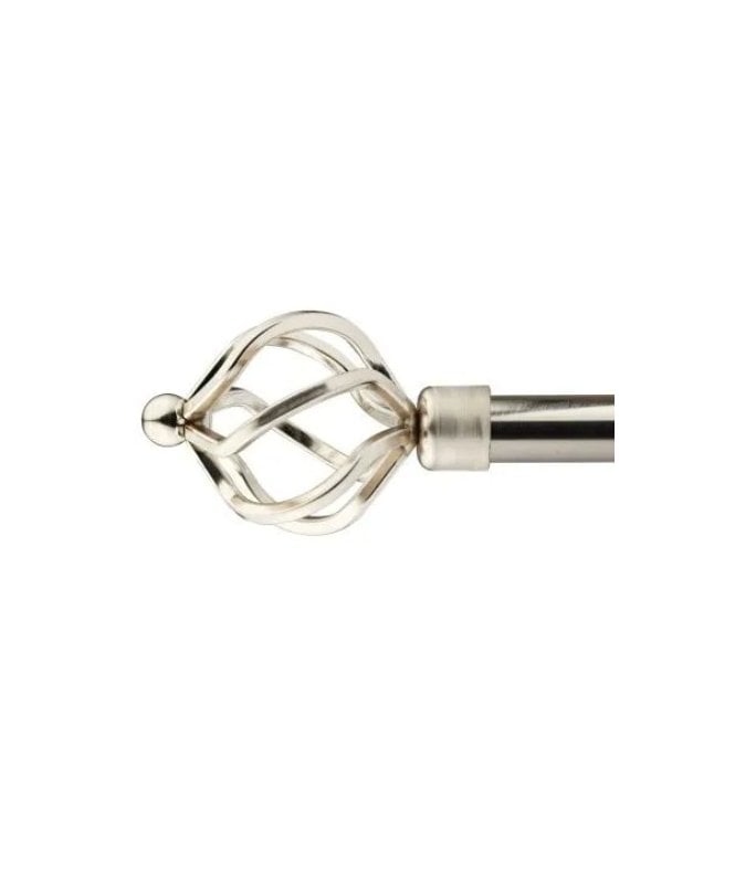 New Edge Blinds 16-19mm Cage Extendable Eyelet Metal Curtain Pole Set Brushed Silver