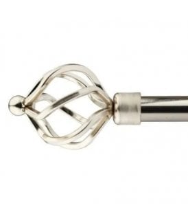 16-19mm Cage Extendable Eyelet Metal Curtain Pole Set Brushed Silver