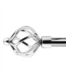 16-19mm Cage Extendable Eyelet Metal Curtain Pole Set Chrome