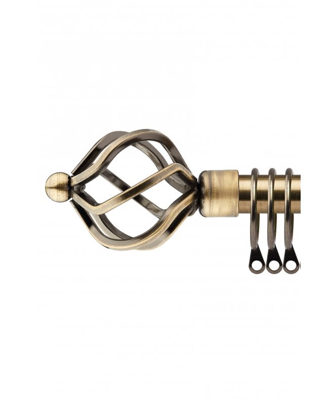 New Edge Blinds 16-19mm Cage Extendable  Metal Curtain Pole Set Brass
