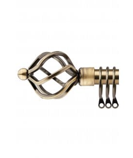 16-19mm Cage Extendable  Metal Curtain Pole Set Brass