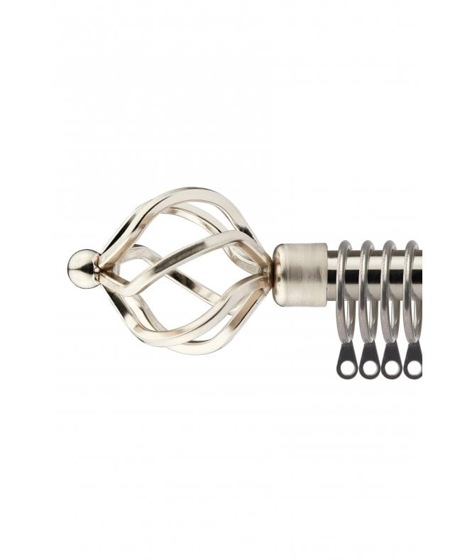 New Edge Blinds 16-19mm Cage Extendable  Metal Curtain Pole Set Brushed Silver