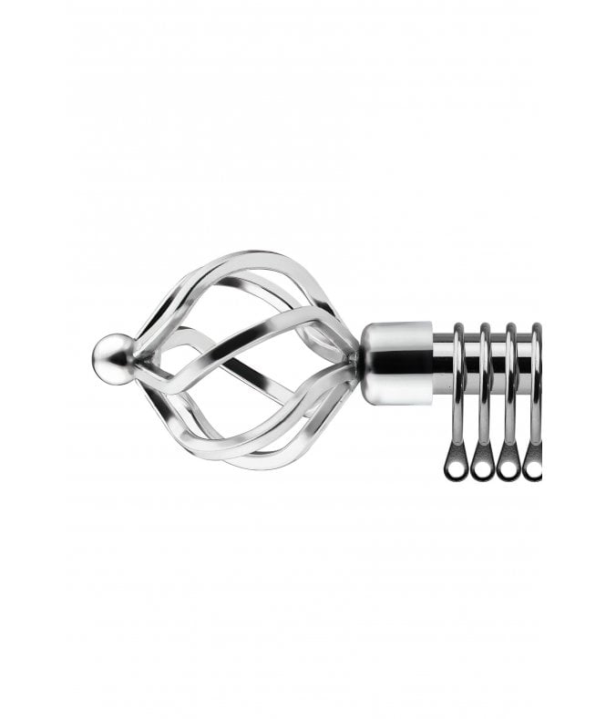 New Edge Blinds 16-19mm Cage Extendable  Metal Curtain Pole Set Chrome