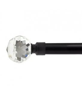 16-19mm Cristalla Extendable Eyelet Metal Curtain Pole Set Black