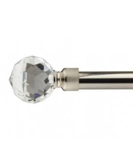 16-19mm Cristalla Extendable Eyelet Metal Curtain Pole Set Brushed Silver