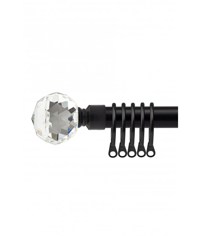 New Edge Blinds 16-19mm Cristalla Extendable  Metal Curtain Pole Set Black