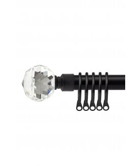 16-19mm Cristalla Extendable  Metal Curtain Pole Set Black