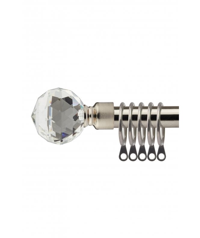 New Edge Blinds 16-19mm Cristalla Extendable  Metal Curtain Pole Set Brushed Silver