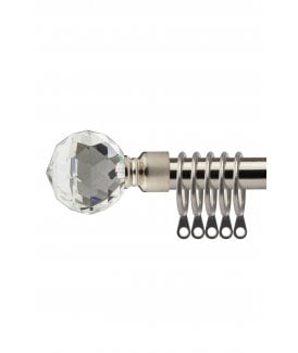 16-19mm Cristalla Extendable  Metal Curtain Pole Set Brushed Silver