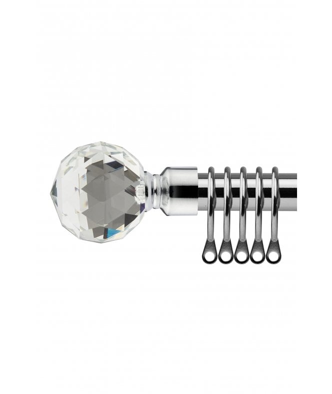New Edge Blinds 16-19mm Cristalla Extendable  Metal Curtain Pole Set Chrome
