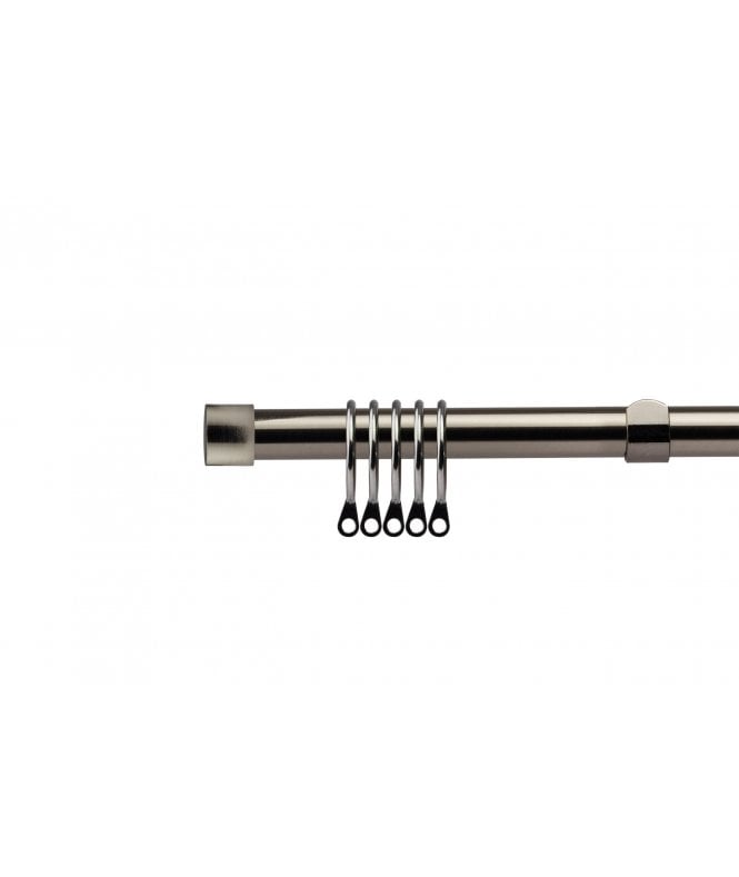 New Edge Blinds 16-19mm Fenton Extendable  Metal Curtain Pole Set Black Silk