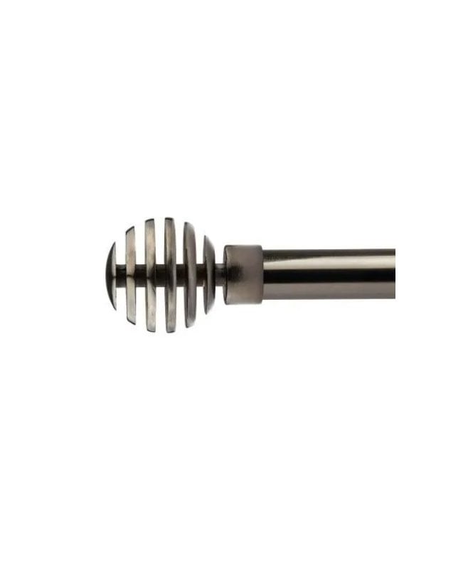 New Edge Blinds 16-19mm Geneva Extendable Eyelet Metal Curtain Pole Set Black Silk