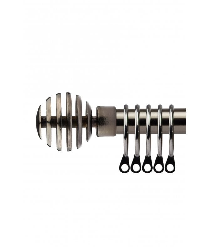 New Edge Blinds 16-19mm Geneva Extendable  Metal Curtain Pole Set Black Silk