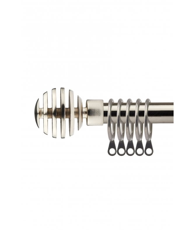 New Edge Blinds 16-19mm Geneva Extendable  Metal Curtain Pole Set Brushed Silver