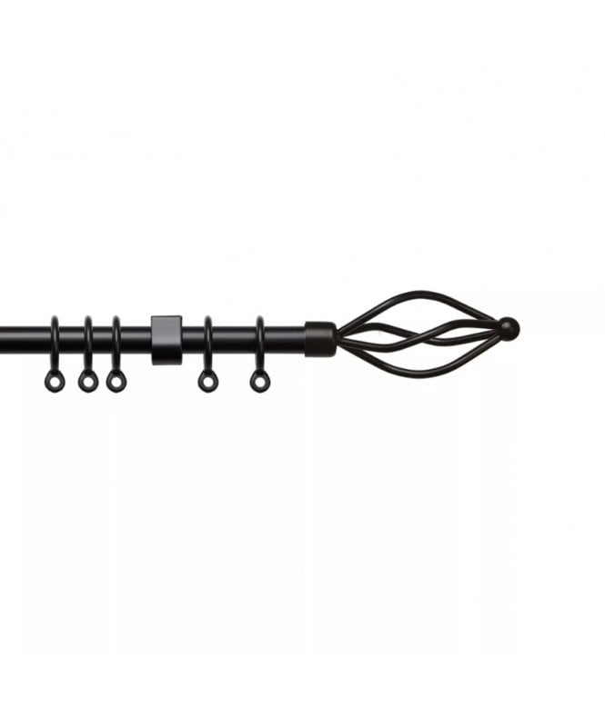 New Edge Blinds 16 - 19mm Metal Crown Final Metal Curtain Pole Set - Black