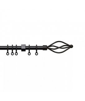 16 - 19mm Metal Crown Final Metal Curtain Pole Set - Black
