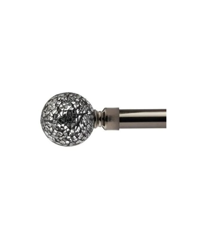 New Edge Blinds 16-19mm Mirrored Extendable Eyelet Metal Curtain Pole Set Black Silk