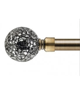 16-19mm Mirrored Extendable Eyelet Metal Curtain Pole Set Brass